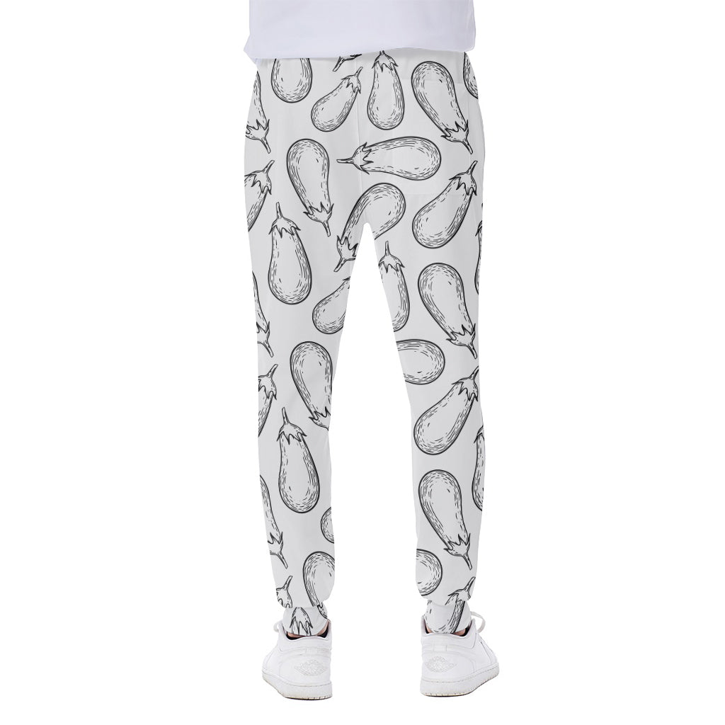 White Eggplant Drawing Print Scuba Joggers