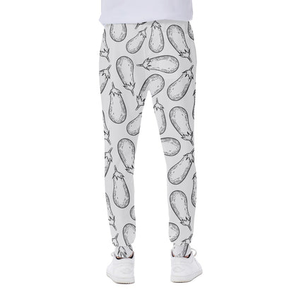 White Eggplant Drawing Print Scuba Joggers