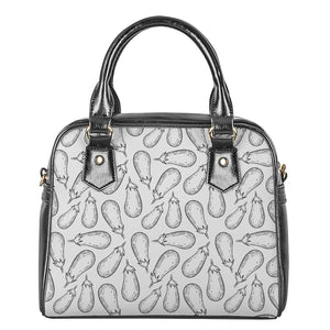 White Eggplant Drawing Print Shoulder Handbag