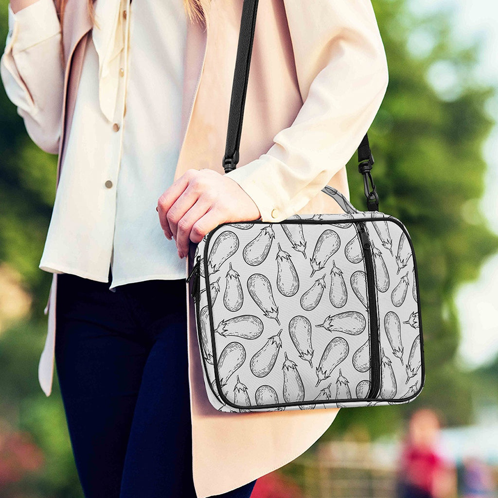 White Eggplant Drawing Print Shoulder Strap Bible Bag