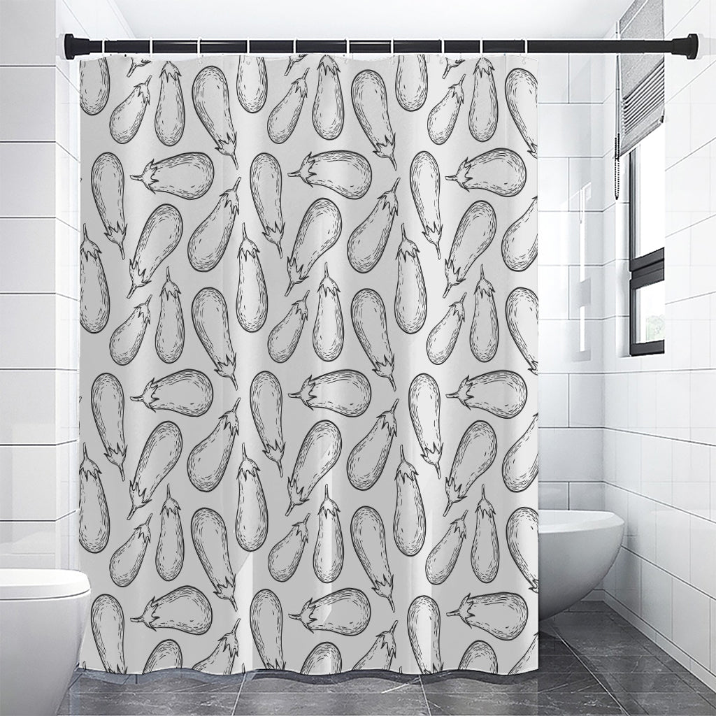 White Eggplant Drawing Print Shower Curtain