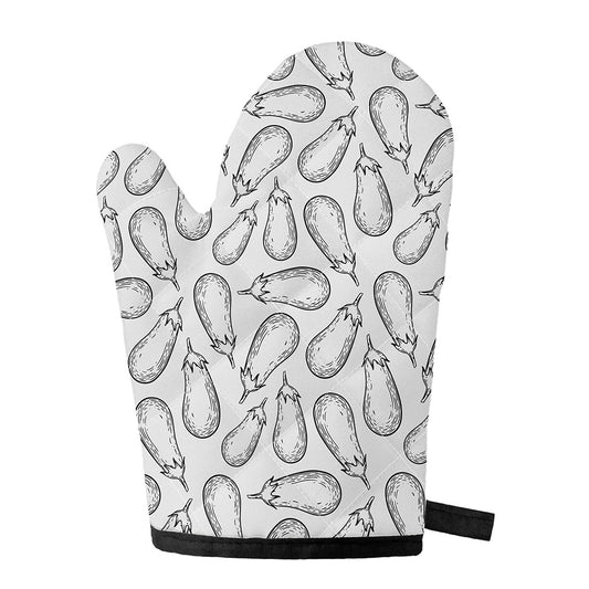 White Eggplant Drawing Print Single Oven Mitt
