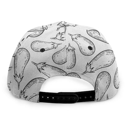 White Eggplant Drawing Print Snapback Cap