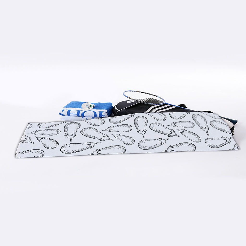 White Eggplant Drawing Print Sports Towel
