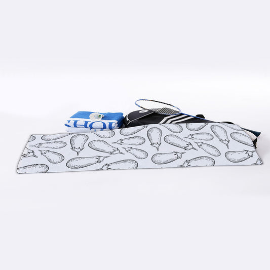 White Eggplant Drawing Print Sports Towel