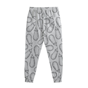 White Eggplant Drawing Print Sweatpants