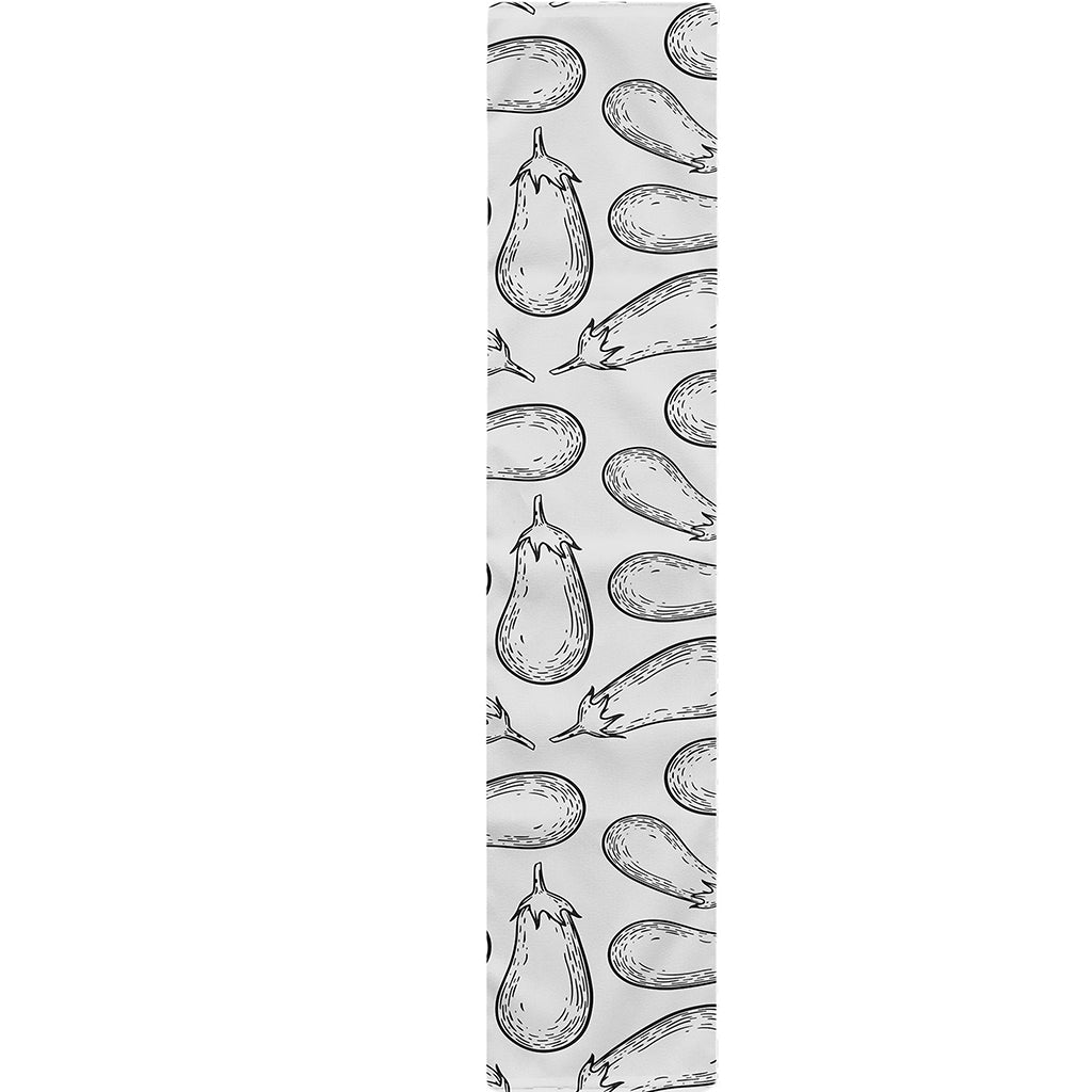White Eggplant Drawing Print Table Runner