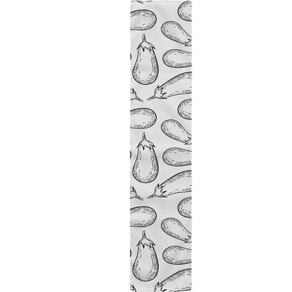 White Eggplant Drawing Print Table Runner
