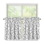 White Eggplant Drawing Print Tier Curtains