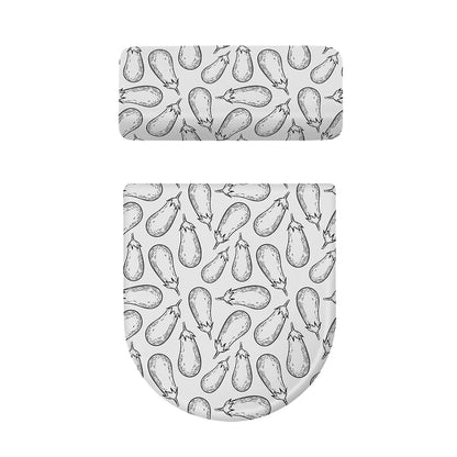 White Eggplant Drawing Print Toilet Lid And Tank Cover Set