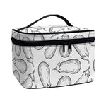 White Eggplant Drawing Print Travel Makeup Bag