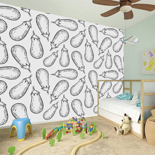 White Eggplant Drawing Print Wall Sticker