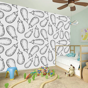 White Eggplant Drawing Print Wall Sticker