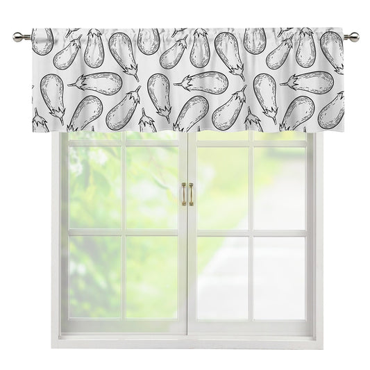 White Eggplant Drawing Print Window Valance