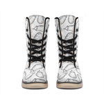 White Eggplant Drawing Print Winter Boots