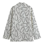 White Eggplant Drawing Print Women's Blazer