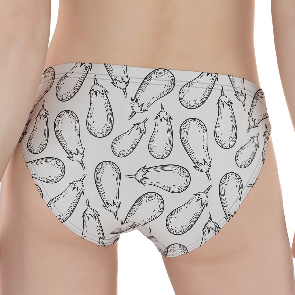 White Eggplant Drawing Print Women's Panties