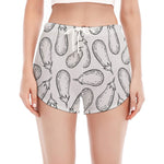 White Eggplant Drawing Print Women's Split Running Shorts