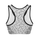 White Eggplant Drawing Print Women's Sports Bra