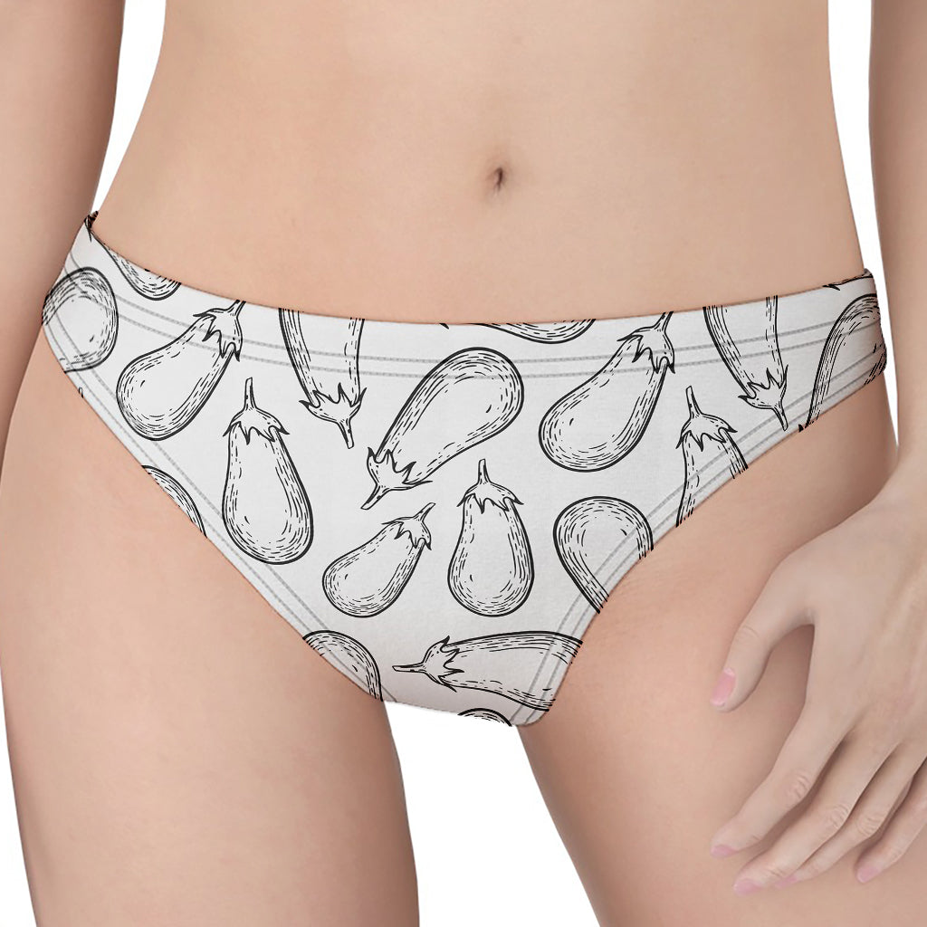 White Eggplant Drawing Print Women's Thong