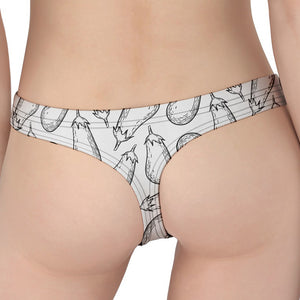 White Eggplant Drawing Print Women's Thong