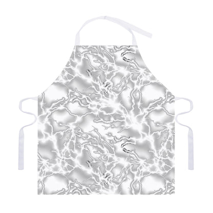 White Electric Lightning Print Adjustable Apron