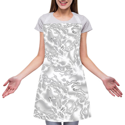 White Electric Lightning Print Adjustable Apron
