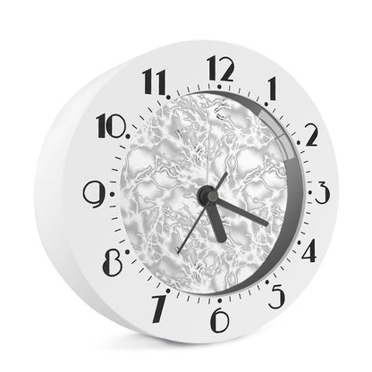 White Electric Lightning Print Alarm Clock