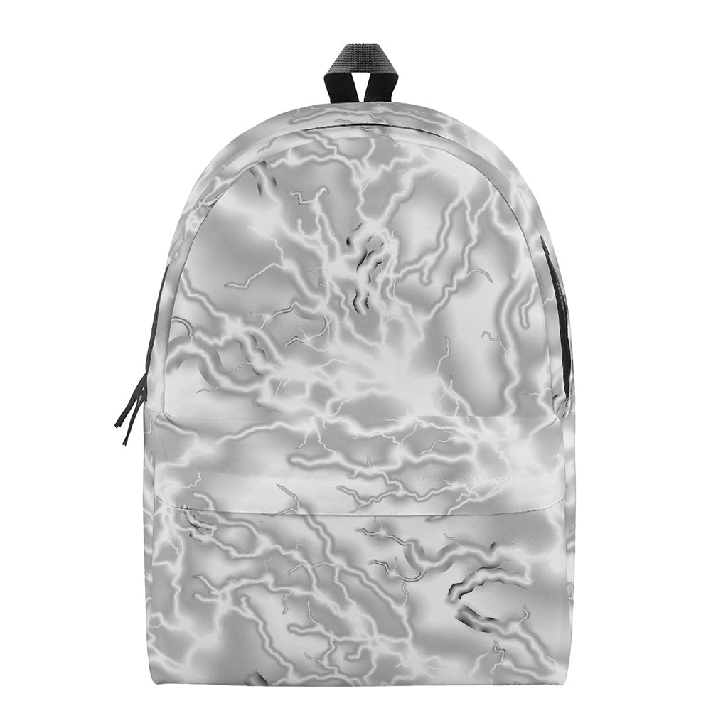 White Electric Lightning Print Backpack