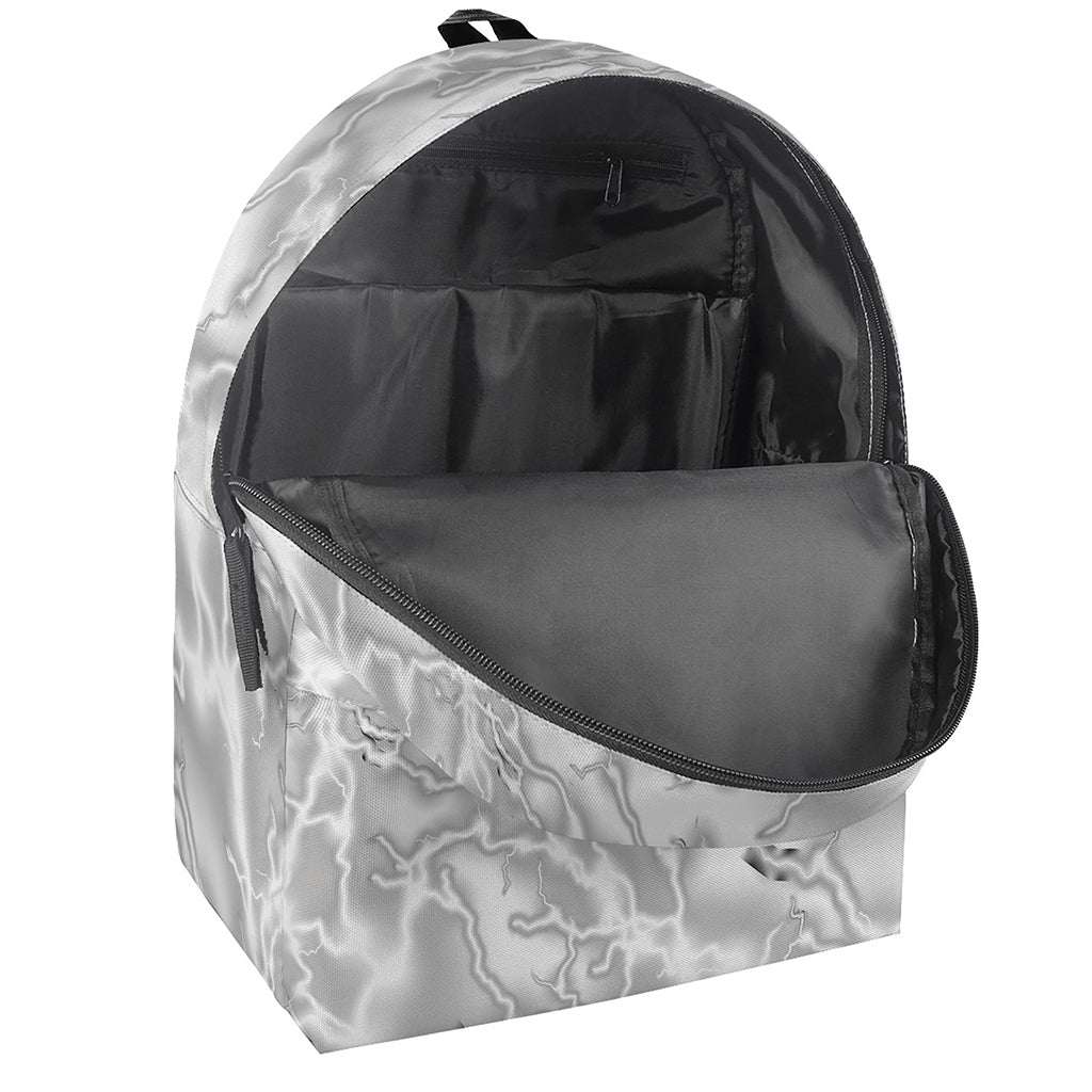 White Electric Lightning Print Backpack