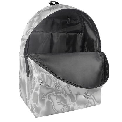 White Electric Lightning Print Backpack