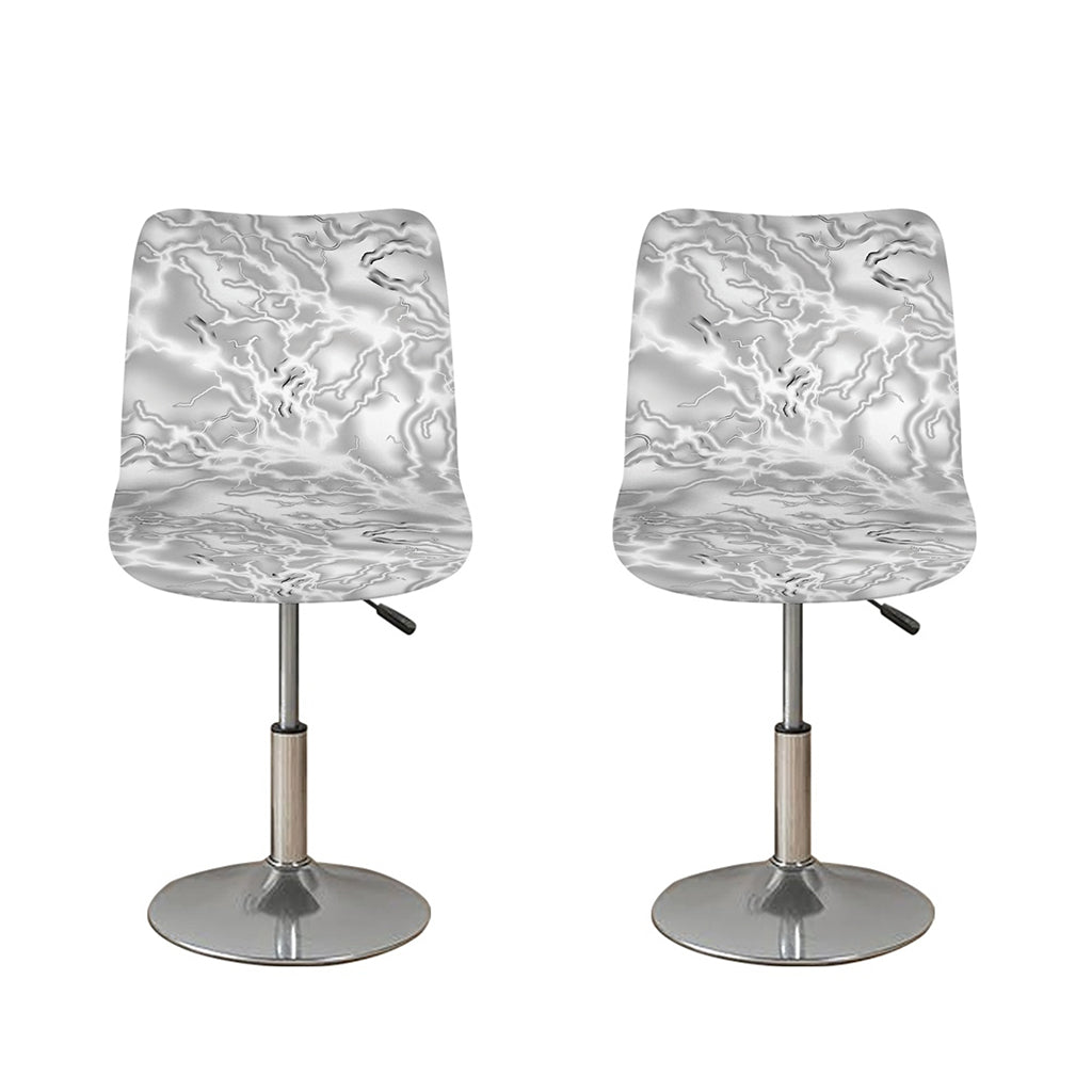 White Electric Lightning Print Bar Stool Covers