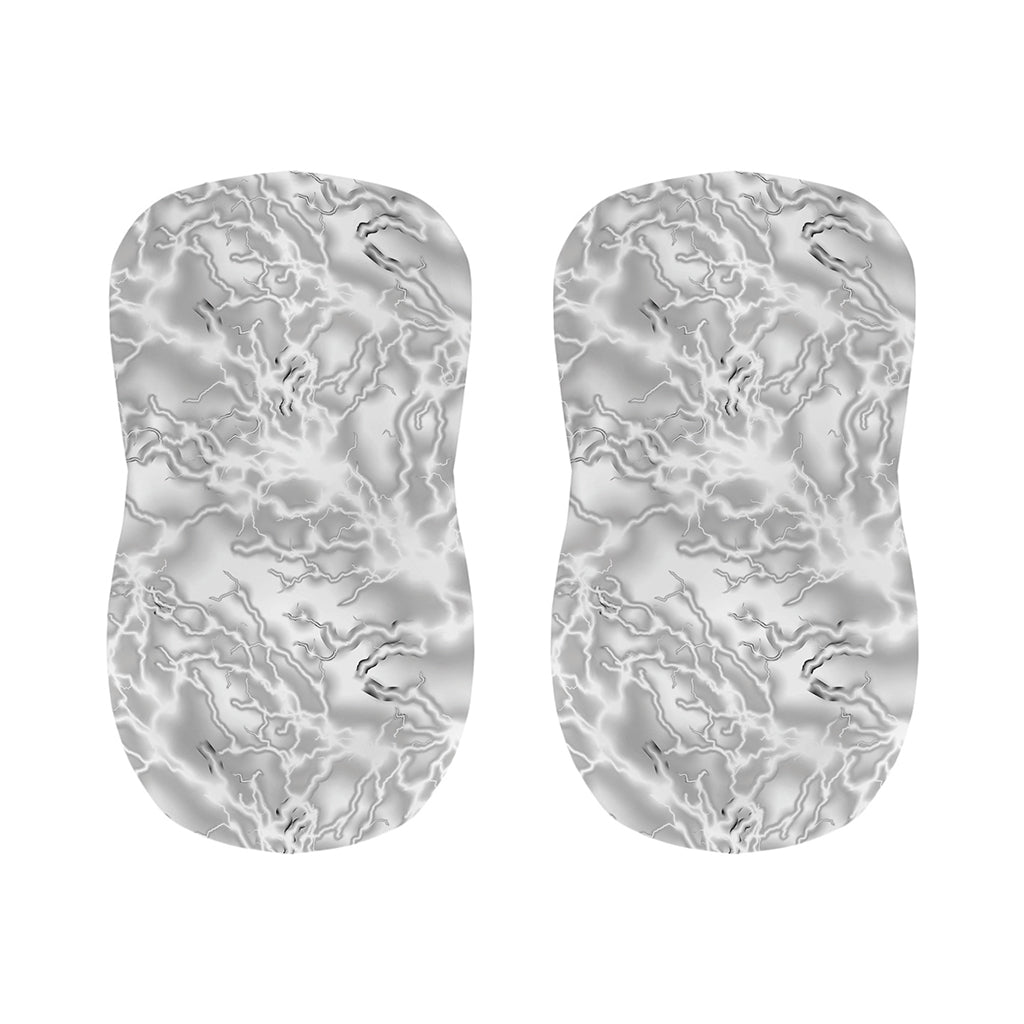 White Electric Lightning Print Bar Stool Covers