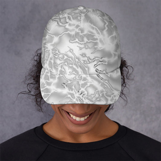 White Electric Lightning Print Baseball Cap