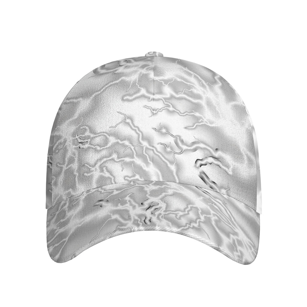 White Electric Lightning Print Baseball Cap