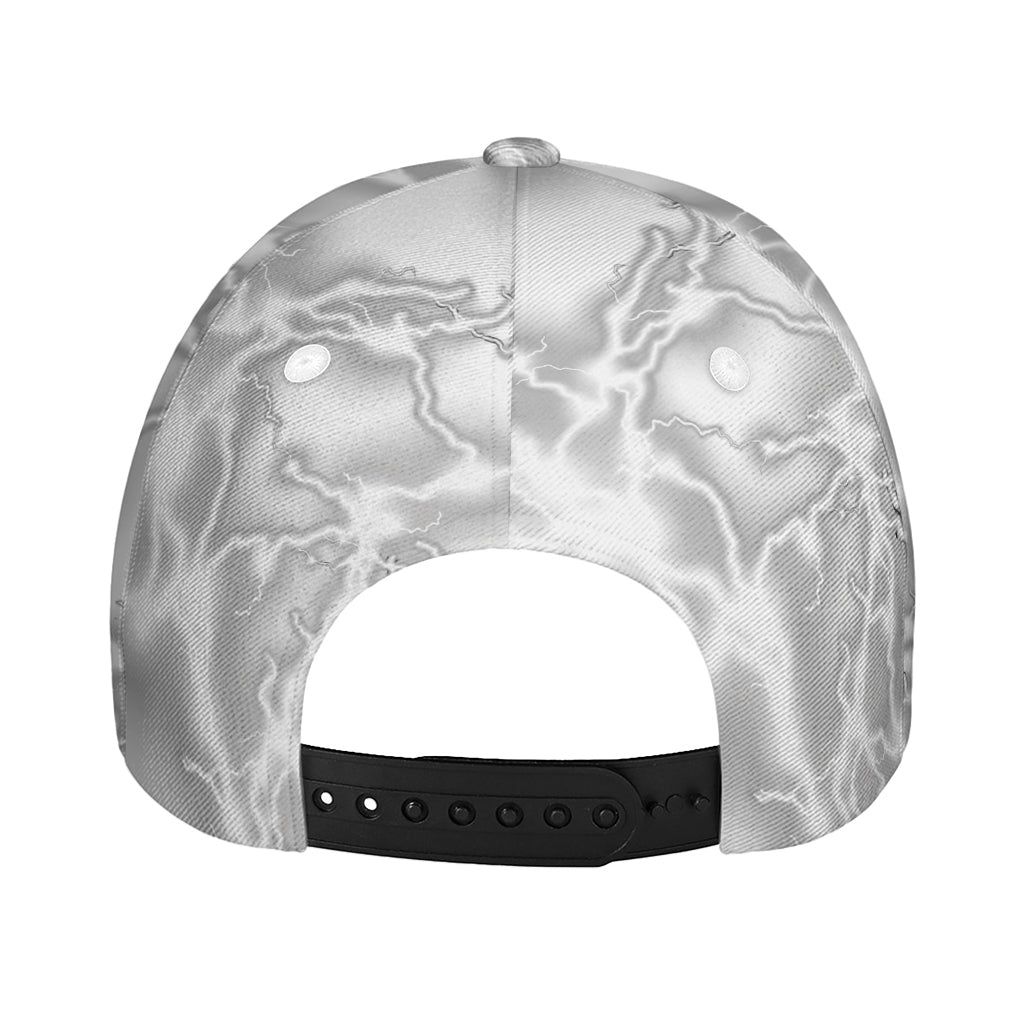 White Electric Lightning Print Baseball Cap