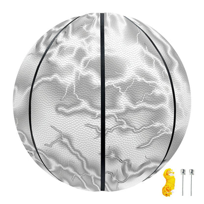 White Electric Lightning Print Basketball