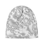 White Electric Lightning Print Beanie