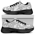 White Electric Lightning Print Black Chunky Shoes