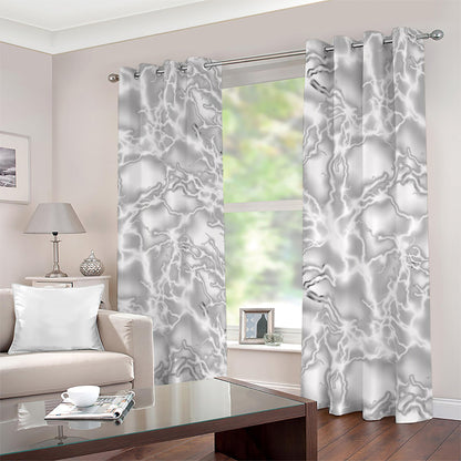White Electric Lightning Print Blackout Grommet Curtains