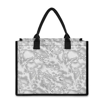 White Electric Lightning Print Canvas Tote Bag