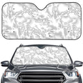 White Electric Lightning Print Car Windshield Sun Shade