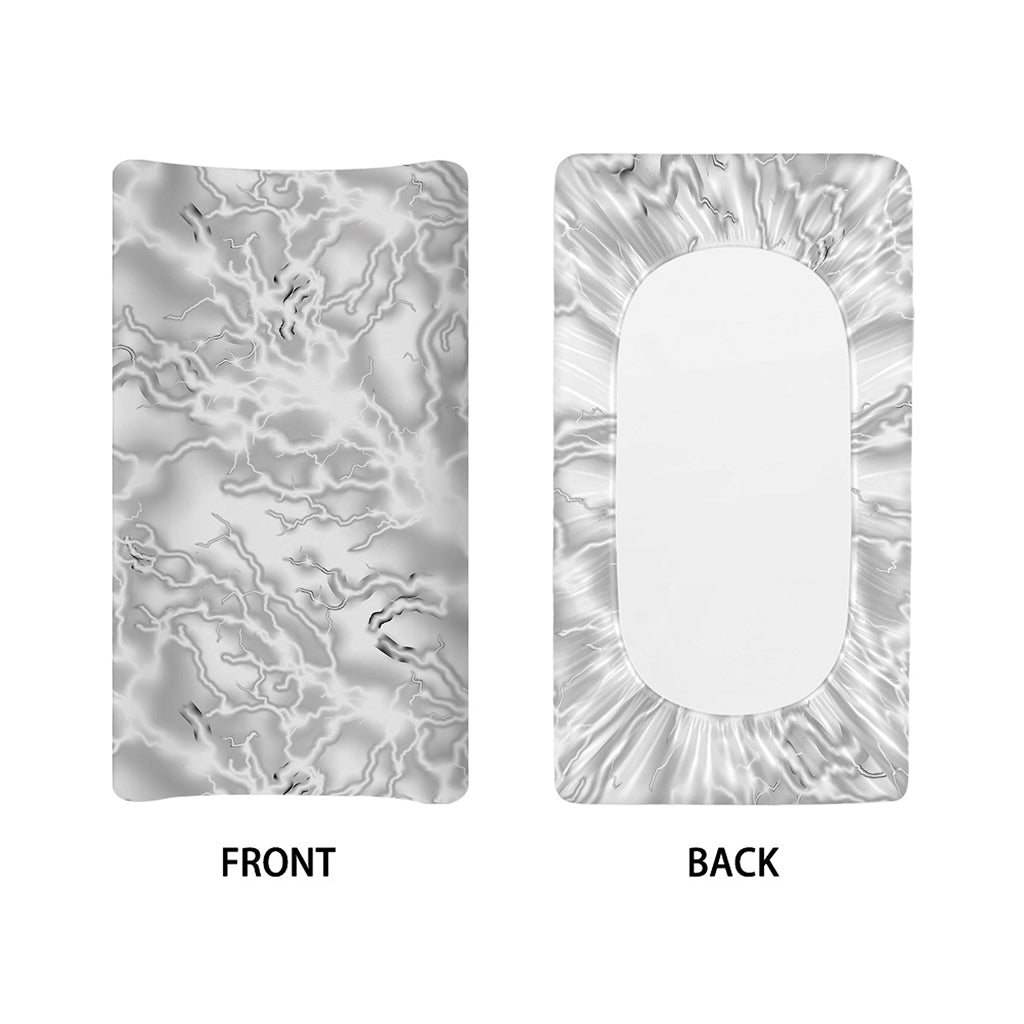 White Electric Lightning Print Changing Pad Cover