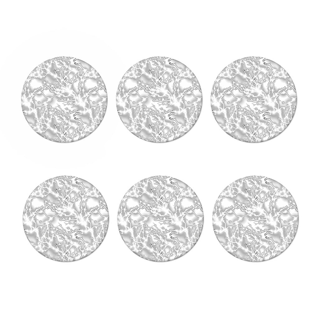 White Electric Lightning Print Coaster Set