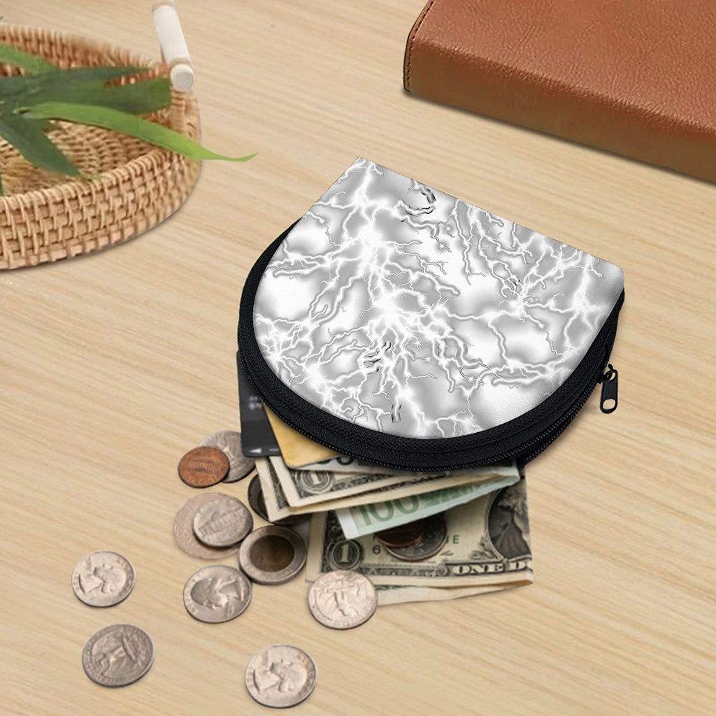 White Electric Lightning Print Coin Purse