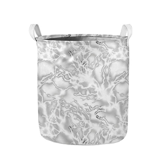White Electric Lightning Print Collapsible Laundry Basket