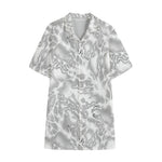 White Electric Lightning Print Cotton Hawaiian Shirt