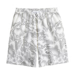 White Electric Lightning Print Cotton Shorts