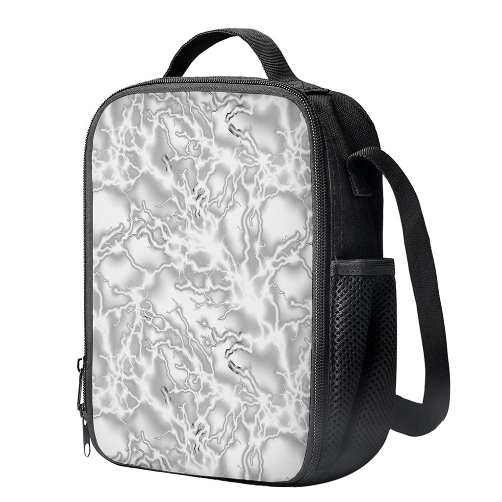 White Electric Lightning Print Crossbody Lunch Bag