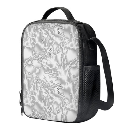 White Electric Lightning Print Crossbody Lunch Bag